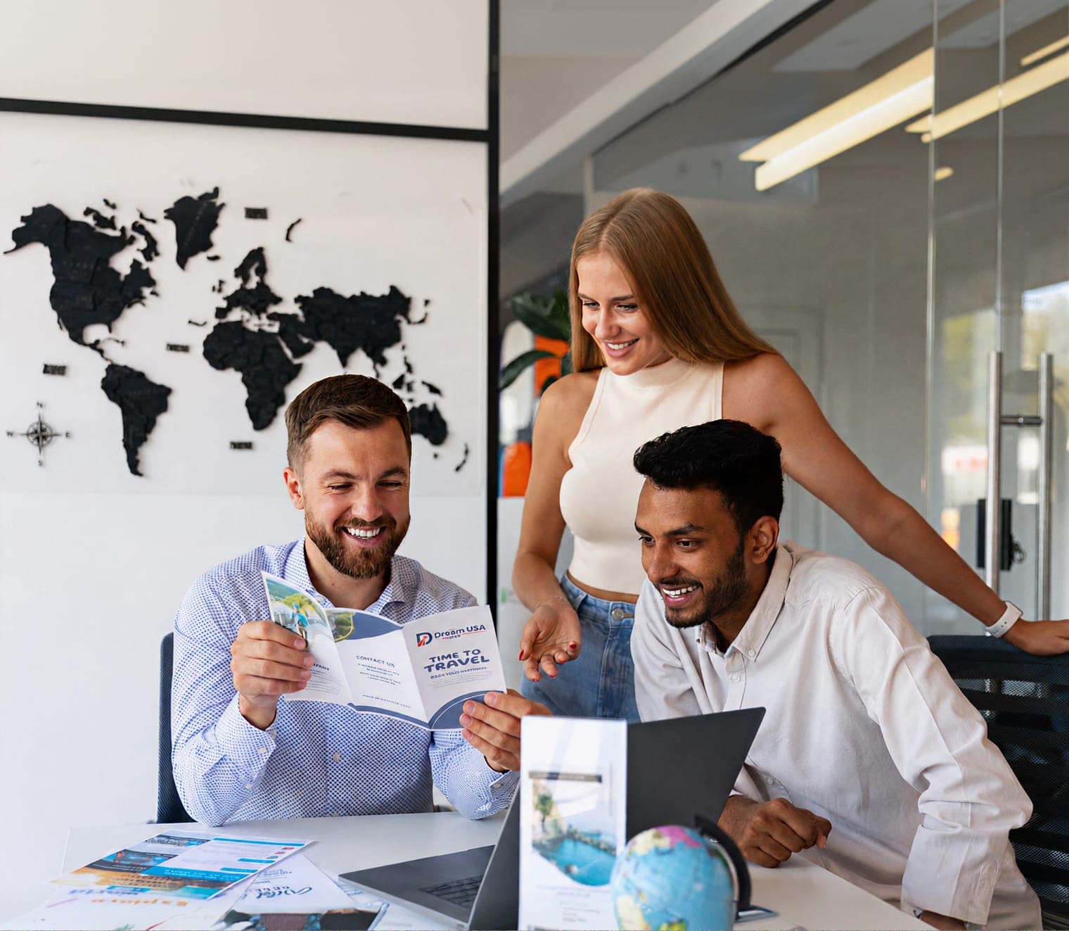 Polaris EB-5 advisors reviewing a brochure with a client